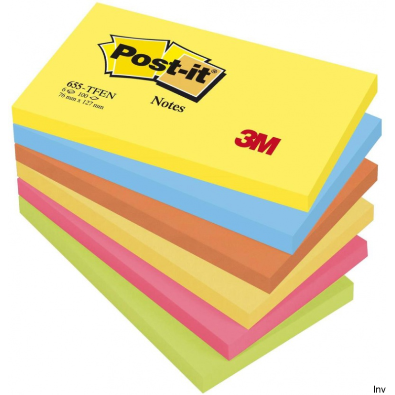 Bloczek samoprzylepny Post-It 3M, 127x76 mm, 6x100 sztuk, paleta energetyczna