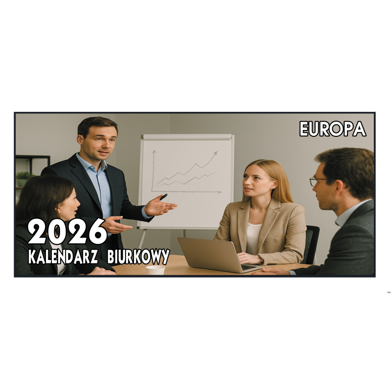 Kalendarz biurowy Beskidy Europa B4, kolorowy, 13,5 x 27 cm, 20 sztuk, kalendarium dwukolorowe