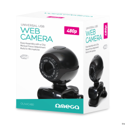 Kamera internetowa OMEGA WEB CAM 480p z mikrofonem, czarna, USB, rozdzielczość 640x480, sensor CMOS