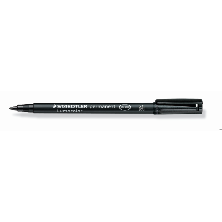 Foliopis permanentny Staedtler Lumocolor M 317 czarny do folii i powierzchni, zestaw 4 sztuk w etui