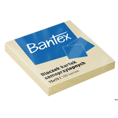Bloczek samoprzylepny Bantex 75x75mm, 100 kartek, żółty