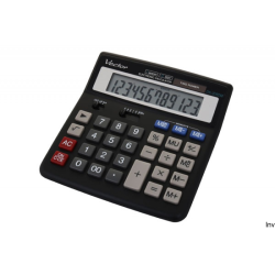 Kalkulator Vector DK209DM 12-cyfrowy z podwójnym zasilaniem, pamięcią i funkcjami obliczeniowymi, szary