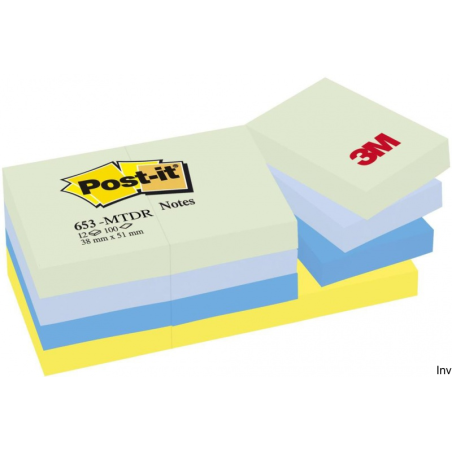 Karteczki samoprzylepne Post-it 38x51 mm, 12 bloczków po 100 sztuk, mix kolorów marzycielskich