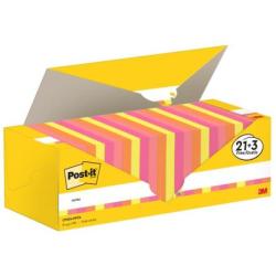 Karteczki samoprzylepne POST-IT (654-NP24), 76x76mm, 100 kart./bloczek, 21 + 3 bloczki GRATIS, mix kolorów neonowych