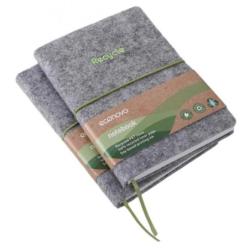 Notes ECONOVO, z recyklingu, okładka z filcu, w linie, 96 kart, 70gsm, szary