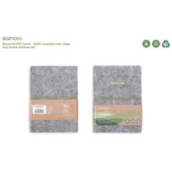 Notes ECONOVO, z recyklingu, okładka z filcu, w linie, 96 kart, 70gsm, szary
