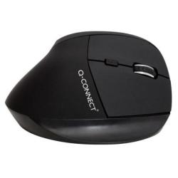Myszka ergonomiczna bezprzewodowa pionowa Q-CONNECT, 6-przyciskowa z akumulatorem, dla praworęcznych, czarna