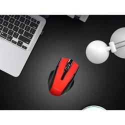 Myszka bezprzewodowa Q-CONNECT, 4-przyciskowa, oburęczna, 2xAAA, czerwona