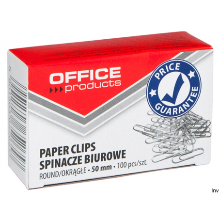 Spinacze okrągłe srebrne 50 mm, 100 sztuk, Office Products