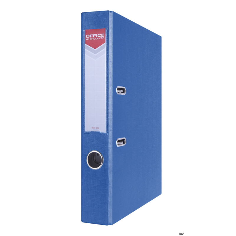 Segregator Office Products A4 55mm niebieski z kartonu z etykietą i wzmocnionym otworem na palec