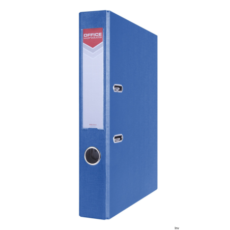 Segregator Office Products A4 55mm niebieski z kartonu z etykietą i wzmocnionym otworem na palec