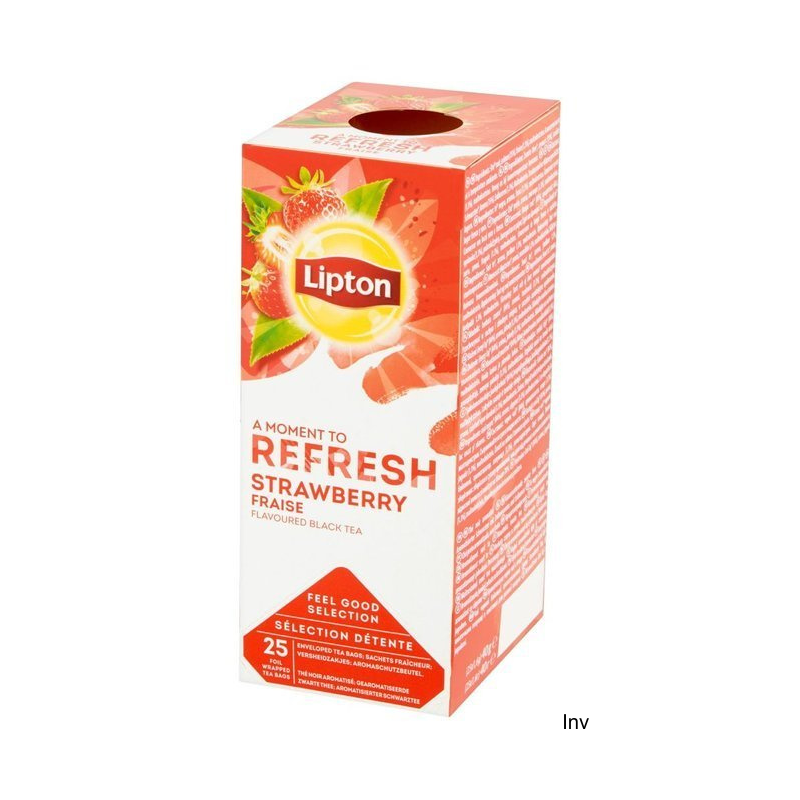 Herbata Lipton Refresh Strawberry czarna 25 kopert folii