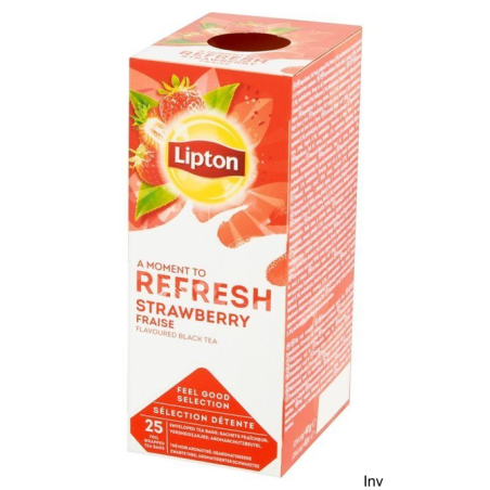 Herbata Lipton Refresh Strawberry czarna 25 kopert folii