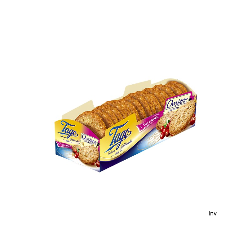 Ciasteczka TAGO owsiane z żurawiną 185g