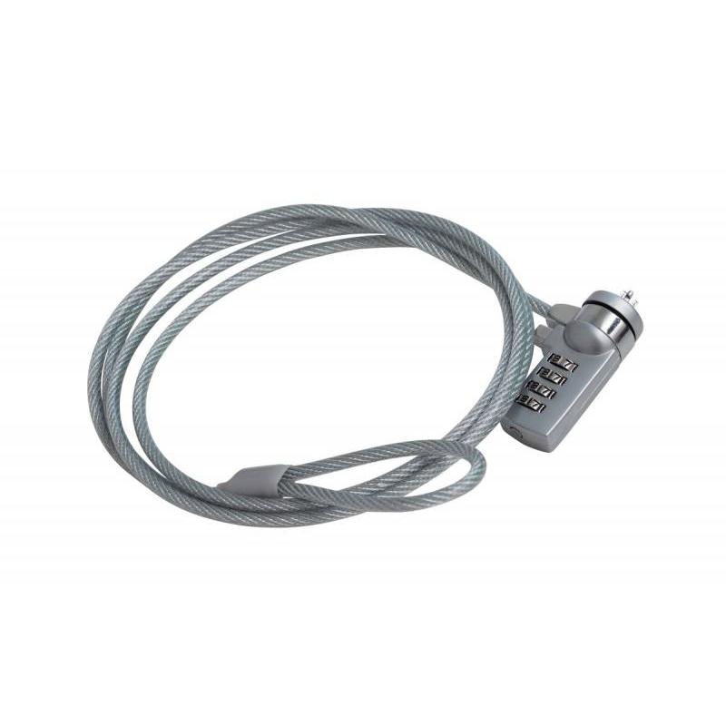 Blokada kablowa Q-CONNECT, do monitora/laptopa, na zamek szyfrowy, 1,8m, szara