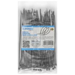 Opaski zaciskowe/trytytki DONAU TECH, 150x2,5mm, 100szt., temp. -40/80, czarne