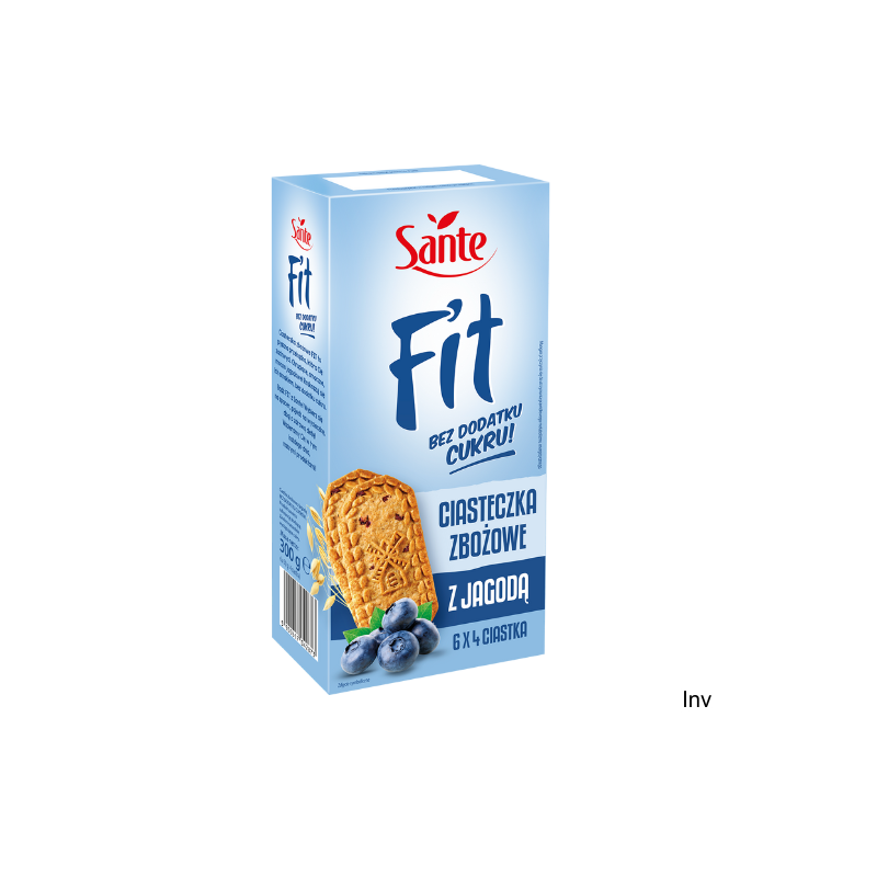 Ciasteczka zbożowe z jagodą Fit bez cukru 300g SANTE (6x4 sztuki)