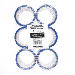 PAKIET Taśma pakowa OFFICE PRODUCTS, 48mm x 50y, 36mic, EAN na 1szt., niebieska