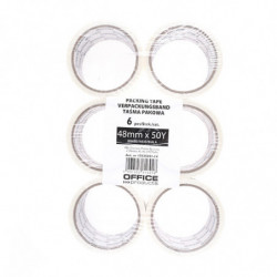 PAKIET Taśma pakowa OFFICE PRODUCTS, 48mm x 50y, 36mic, EAN na 1szt., biała
