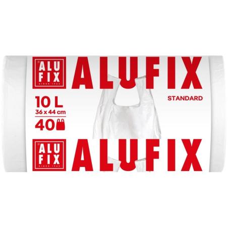 Worki na śmieci ALUFIX, z uszami, HDPE, 10l, 40 szt., białe