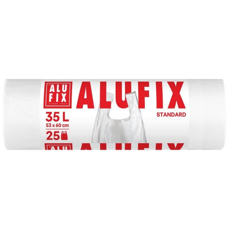Worki na śmieci ALUFIX, z uszami, HDPE, 35l, 25 szt., białe