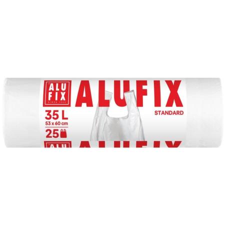 Worki na śmieci ALUFIX, z uszami, HDPE, 35l, 25 szt., białe