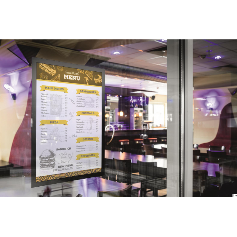 Ramka plakatowa DURAFRAME SUN A3 czarna Durable do prezentacji informacji na powierzchniach szklanych