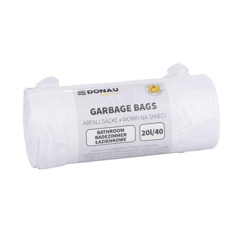 Worki na śmieci DONAU HOME, łazienkowe (HDPE), 20l, 40 szt., białe