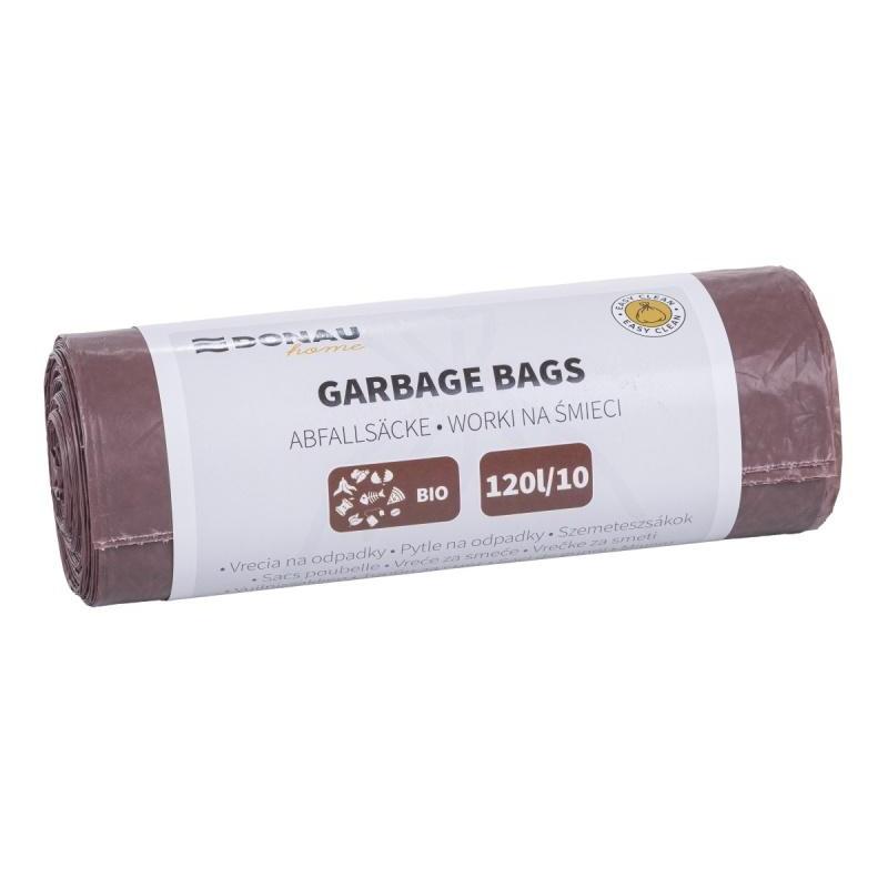 Worki na śmieci DONAU HOME, do segregacji, odpady BIO (LDPE), 120l, 10 szt., brązowe