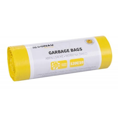 Worki na śmieci DONAU HOME, do segregacji, plastik (LDPE), 120l, 10 szt., żółte