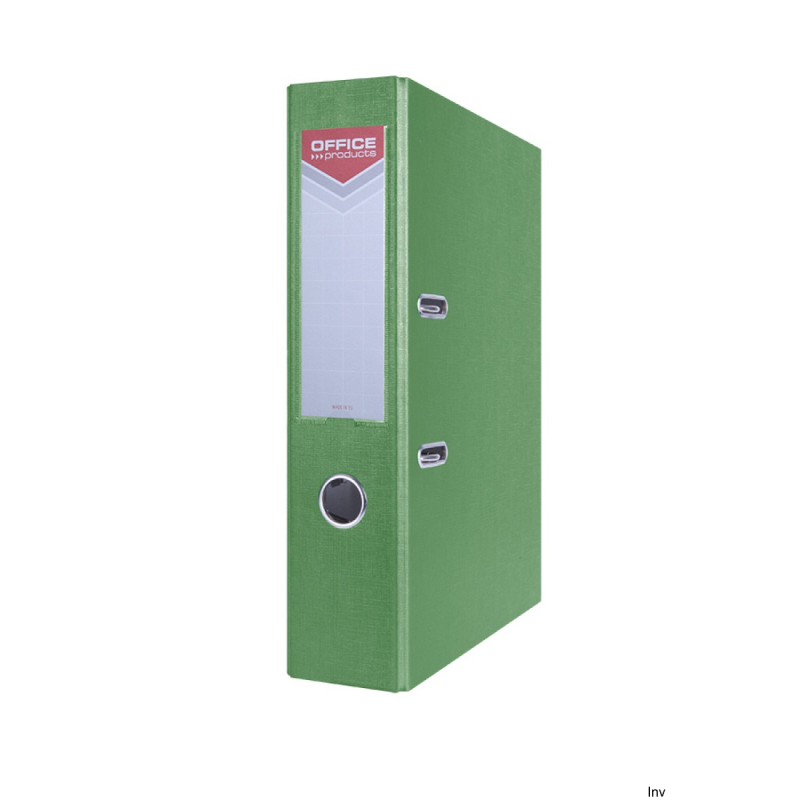 Segregator Office Products A4 75mm zielony z wymienną etykietą i matową folią polipropylenową
