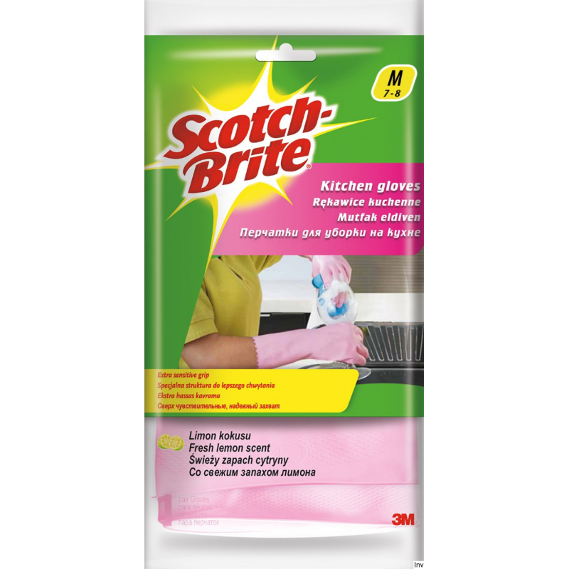 Rękawice kuchenne Scotch Brite 3M, rozm. M, różowe, 1 para
