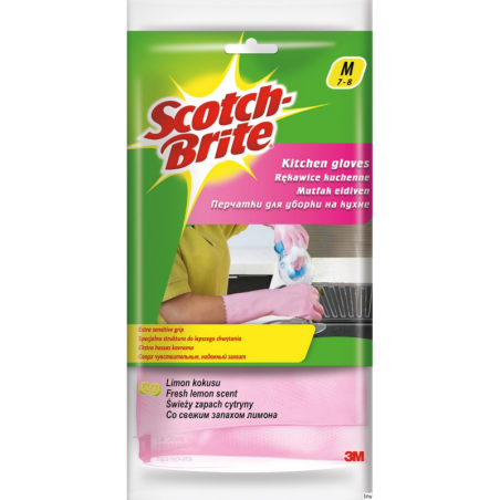 Rękawice kuchenne Scotch Brite 3M, rozm. M, różowe, 1 para
