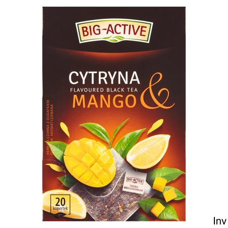 Big-Active Herbata czarna Cytryna & Mango 20 torebek 40g z kawałkami owoców