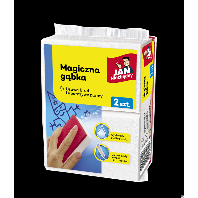 Stella Magiczna gąbka JAN Niezbędny do usuwania plam 2 sztuki biało-czerwona