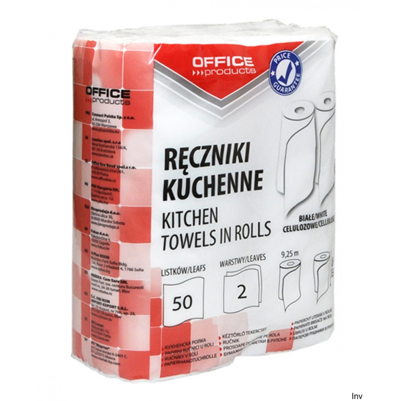 Ręczniki kuchenne celulozowe 2-warstwowe 50 listków 9,25 m białe 2 sztuki Office Products