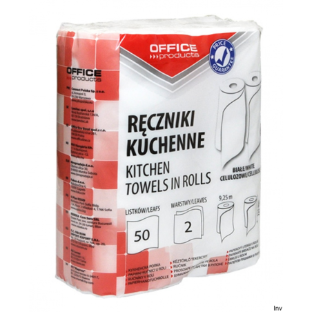 Ręczniki kuchenne celulozowe 2-warstwowe 50 listków 9,25 m białe 2 sztuki Office Products
