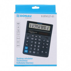 Kalkulator biurowy DONAU TECH, CI-SDC888XBK, 12-cyfr. wyświetlacz, wym. 203x158x31 mm, czarny