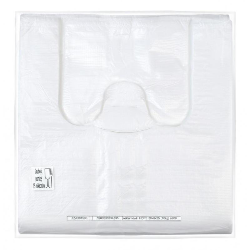 Reklamówka SARANTIS, HDPE, średnia, 30/8/55 cm, 11 mikr., 200 szt., biała