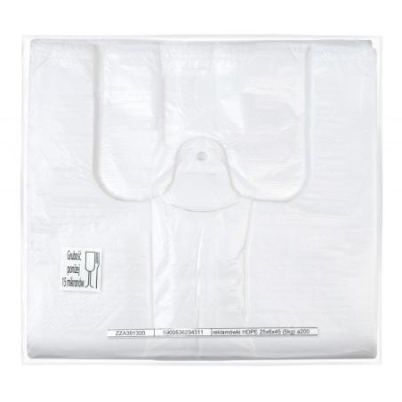 Reklamówka SARANTIS, HDPE, podstawowa, 25/6/45 cm, 8 mikr., 200 szt., biała