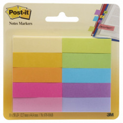Zakładki indeksujące POST-IT (670-10AB), papier, 12,7x44,4mm, 10x50 kart., mix kolorów