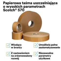 Papierowa taśma pakowa o wysokich parametrach SCOTCH 570, 48 mm x 50 m, brązowa