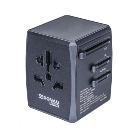 Adapter podróżny DONAU TRAVEL 904, szybkie ładowanie, czarny