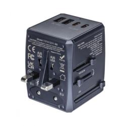 Adapter podróżny DONAU TRAVEL 904, szybkie ładowanie, czarny