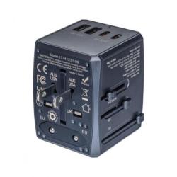 Adapter podróżny DONAU TRAVEL 904, szybkie ładowanie, czarny