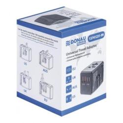 Adapter podróżny DONAU TRAVEL 904, szybkie ładowanie, czarny