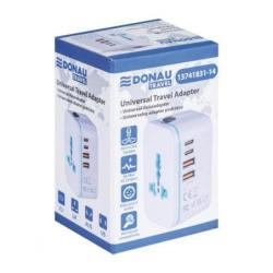 Adapter podróżny DONAU TRAVEL 205, szybkie ładowanie, biały