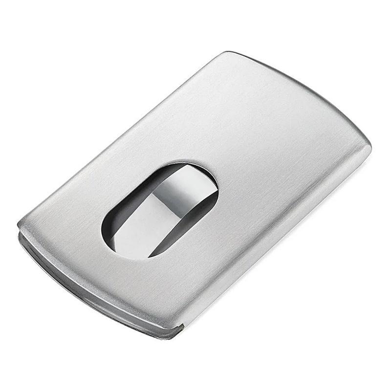 Etui na wizytówki TROIKA Slide, stalowe