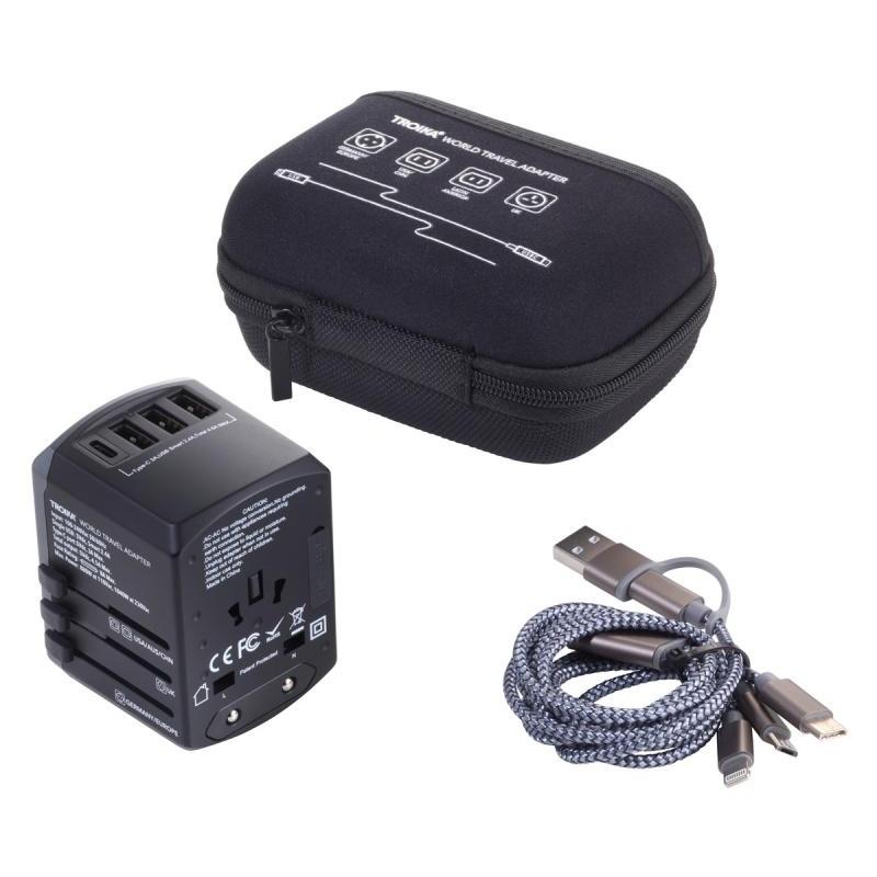 Adapter podróżny TROIKA World Travel, czarny