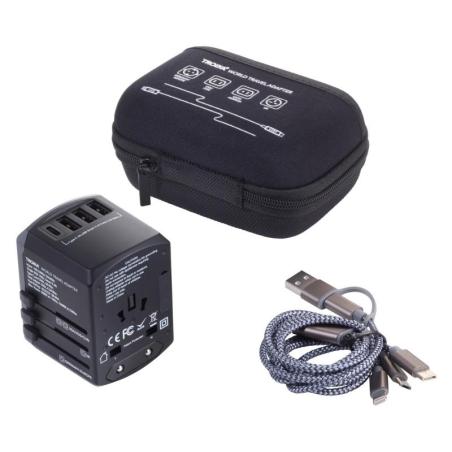 Adapter podróżny TROIKA World Travel, czarny